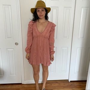free people mini dress long sleeve embroidered 4
